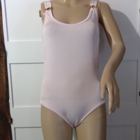 Belita Women's Pink Bodysuit with Gold Rings and Snap Closure (Size L) - Picture 1 of 6